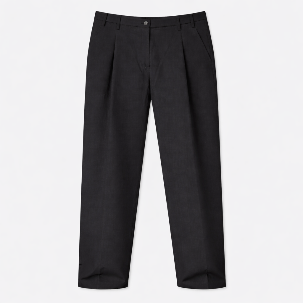 Relaxed Straight Pleated Pants - Wool Blend